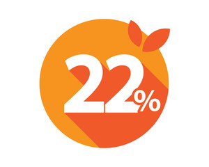 22 Percent Discount Logo Orange circle