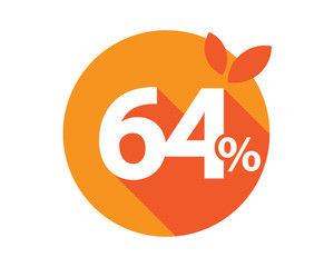 64 Percent Discount Logo Orange Circle