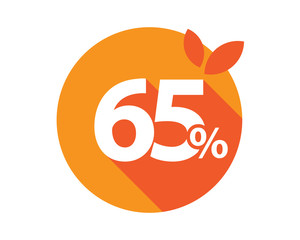 65 Percent Discount Logo Orange Circle