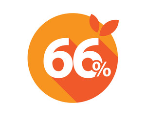 66 Percent Discount Logo Orange Circle