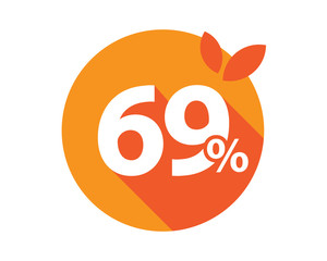 69 Percent Discount Logo Orange Circle