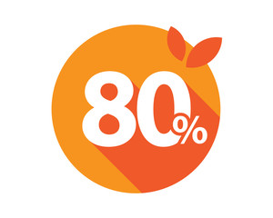 80 Percent Discount Logo Orange Circle
