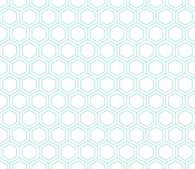 Naklejka premium Seamless mint and white hexagon pattern vector