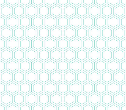 Seamless mint and white hexagon pattern vector