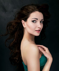 Naklejka premium Portrait of sexy woman with long hair.