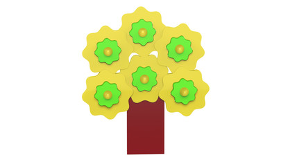gear style cartoon tree for games