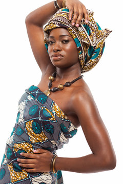 Attractive African model in traditional dress.