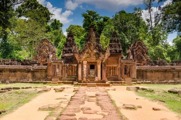 Wandcirkels tuinposter Banteay Srei temple, Siem Reap,Cambodia © tamsak