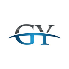 GY initial company swoosh logo blue