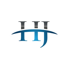 HJ initial company swoosh logo blue