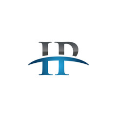 IP initial company swoosh logo blue
