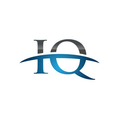 IQ initial company swoosh logo blue
