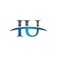 IU initial company swoosh logo blue