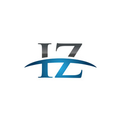 IZ initial company swoosh logo blue