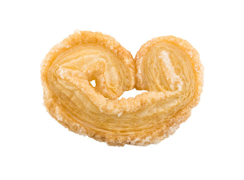 palmiers or pastry butterfly shape isolated on white background