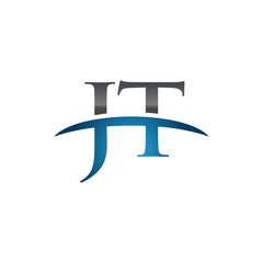 JT initial company swoosh logo blue