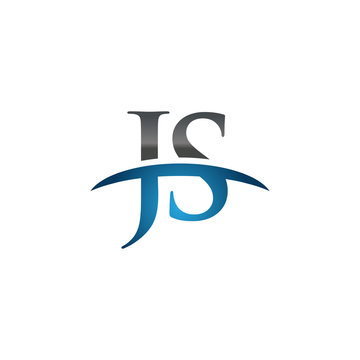 JS initial company swoosh logo blue
