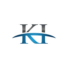 KI initial company swoosh logo blue