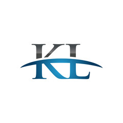 KL initial company swoosh logo blue