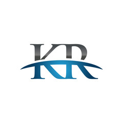 KR initial company swoosh logo blue