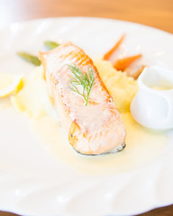 Grilled salmon steak