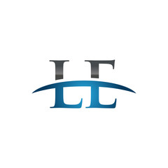 LE initial company swoosh logo blue