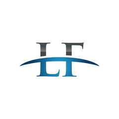 LF initial company swoosh logo blue
