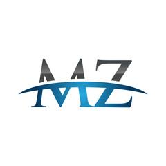 MZ initial company swoosh logo blue