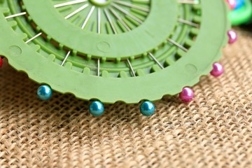 pins and wood buttons