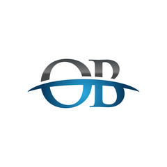 OB initial company swoosh logo blue