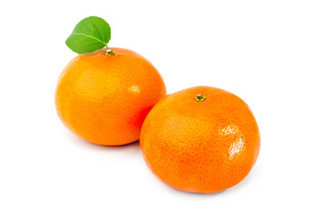 Two orange fruit isolated on white background