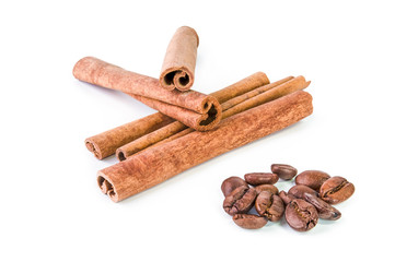 Cinnamon sticks on white background. Top view