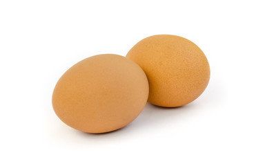 two eggs isolated on white background