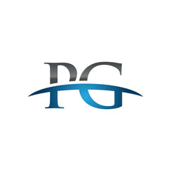 PG initial company swoosh logo blue