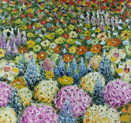 meadow summer flowers, oil painting