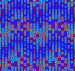 Seamless pattern on blue background. Has the shape of a wave. Consists of through geometric elements.