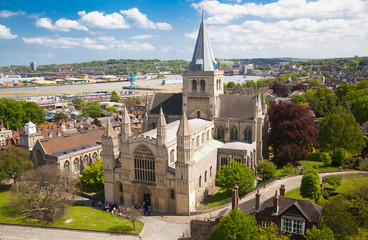 ROCHESTER, UK - MAY 16, 2015: Rochester Cathedral is England's second oldest, having been founded...