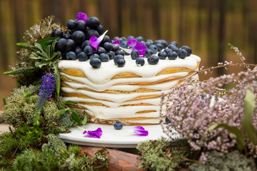 wedding cake pancake with blueberries