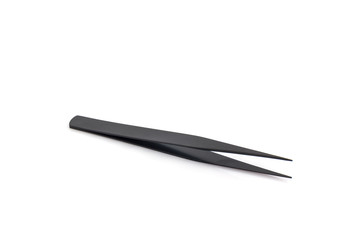 Black straight tweezers for plastic model.