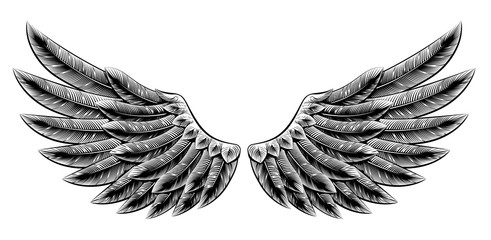 Vintage woodcut wings © Christos Georghiou