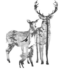 Naklejka premium deer family