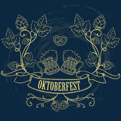 Oktoberfest menu alcohol beer bar restaurant festival chalkboard vintage vector illustration