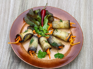 Eggplant rolls with carrot