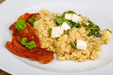 Risotto with mozzarella and bacon