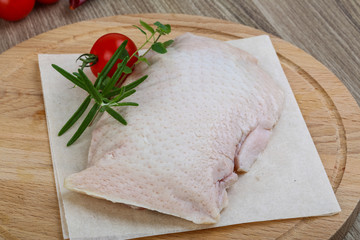 Raw duck breast