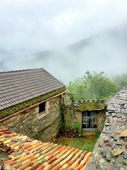 vintage house in the misty mountains in france