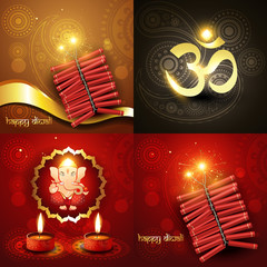 vector set of happy diwali background