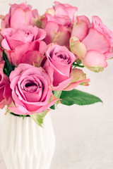 Pink roses in a vase