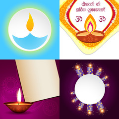 set of simple background of diwali