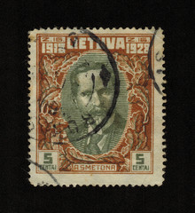 LITHUANIA - CIRCA 1928: stamp printed by Lithuania shows the President of the Republic of Lithuania Antanas Smetona, circa 1928